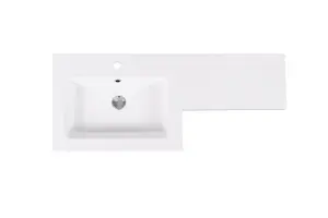 GoodHome Imandra LH Gloss White P-shaped Vanity Basin (W)110.4cm