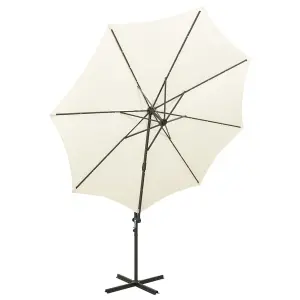 Berkfield Cantilever Umbrella with Pole and LED Lights Sand 300 cm