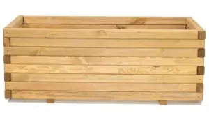 Primrose Pine Raised Flower Bed Planed Trough Planter - Treated Durable Pine & Responsibly Sourced Timber 100cm