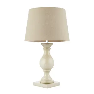 Anson Lighting Benton Table light finished in Ivory painted wood and ivory fabric