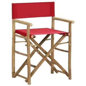 Berkfield Folding Director's Chairs 2 pcs Red Bamboo and Fabric