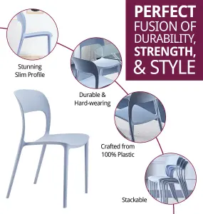 Hallowood Furniture Stoker Light Grey Stackable Plastic Chairs (CHA201-GRY) x 4