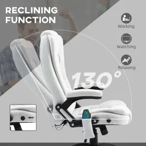 Vinsetto Office Chair w/ Heating Massage Points Relaxing Reclining Cream White