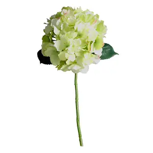 Artificial Silk Hydrangea Stem, Dappled Green. H42 cm.