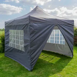 Silver Lined Pop Up 3x3m Gazebo Dark Grey