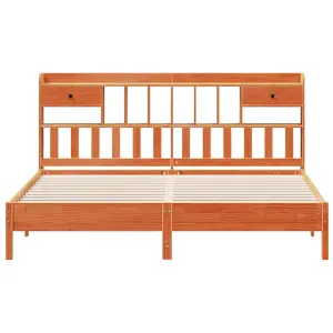 Berkfield Bookcase Bed without Mattress Wax Brown 180x200 cm Super King Solid Wood Pine