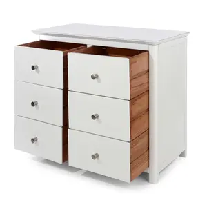 Nairn 3+3 drawer wide chest, White