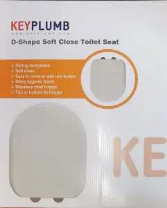 Luxury White Soft Close WC Toilet Seat D Shape Top & Bottom Adjustable Hinges