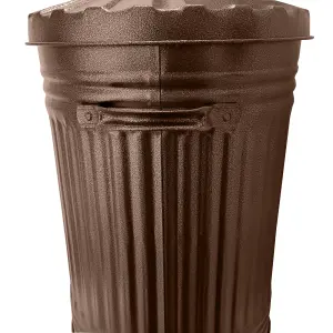 Metal Bin Retro Dustbin Waste Rubbish Bin Ideal Animal Feed Outdoor or Indoor Bin, Straight Sided Bronze Bin 45L