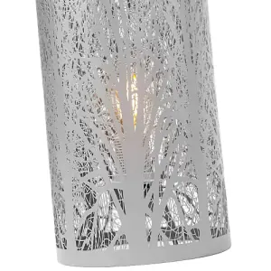 Unique and Beautiful Matt Grey Metal Forest Design Table Lamp with Cable Switch