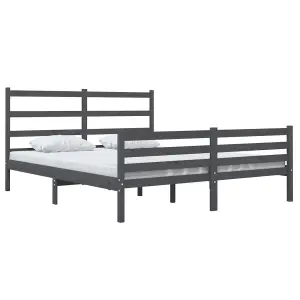 Berkfield Bed Frame Grey Solid Wood Pine 135x190 cm 4FT6 Double