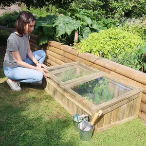 Zest Small Space Wooden Cold Frame Greenhouse Growhouse Planter