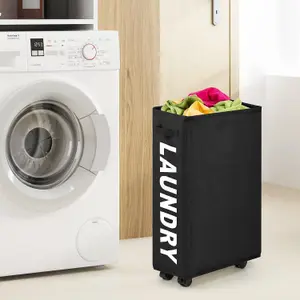 Sorter and Organizer on Wheels - 22" Rolling Slim Laundry Basket with Stand - Laundry Hamper Basket