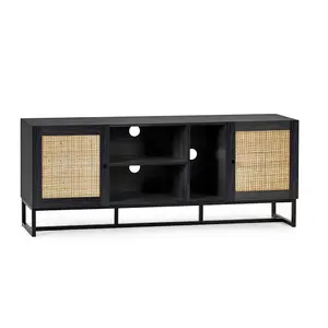 Black with Rattan TV/Media Unit