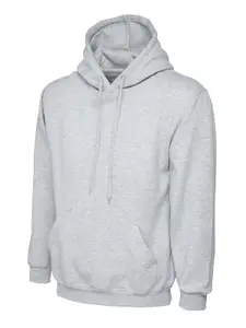 Uneek - Unisex Classic Hooded Sweatshirt/Jumper  - 50% Polyester 50% Cotton - Heather Grey - Size 5XL