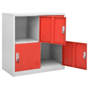 Berkfield Locker Cabinets 2 pcs Light Grey and Red 90x45x92.5 cm Steel