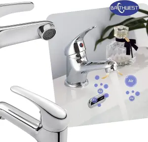 BATHWEST Chrome Brass Bathroom Basin Mixer Taps Monobloc Sink Mixer Taps Single Lever