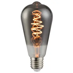 Nordlux Deco E27 ST64 Spiral Dim 1800 Kelvin 140 Lumen Light Bulb In Smoked