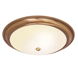 Anson Lighting Reuben 2lt Flush finished in Antique brass plate & frosted glass