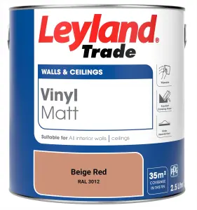 Leyland Trade Vinyl Matt Walls & Ceilings Emulsion Paint Beige Red (RAL 3012) 2.5L