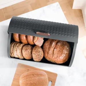 EHC Bread Bins for Kitchen, Bread Box with lid, Kitchen Storage Bin, Bread Container, Grey