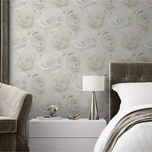 World of Wallpaper Melany Rose Wallpaper Ivory Cream AF0015