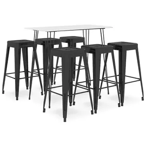 Berkfield 7 Piece Bar Set White and Black