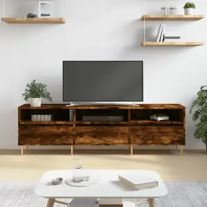 Berkfield TV Cabinet Smoked Oak 150x30x44.5 cm Engineered Wood