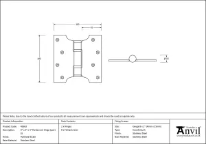 From The Anvil Polished Nickel 4 Inch x 2 Inch x 4 Inch  Parliament Hinge (pair) ss