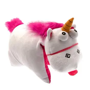 Despicable Me Official Fluffy Unicorn Folding Cushion White/Pink (One Size)