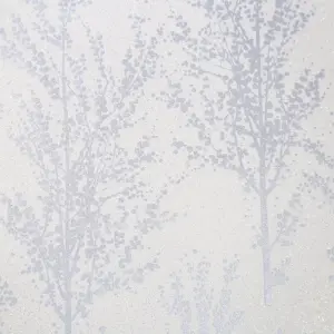 GoodHome Jatoba White Silver glitter effect Tree Textured Wallpaper Sample