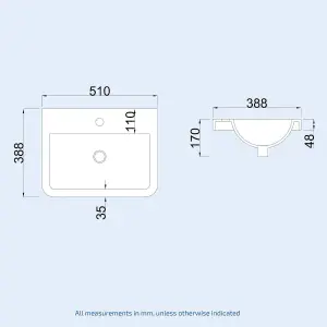 Nes Home Lex 500mm Freestanding Bathroom Vanity Unit Ceramic Basin Cabinet Gloss White