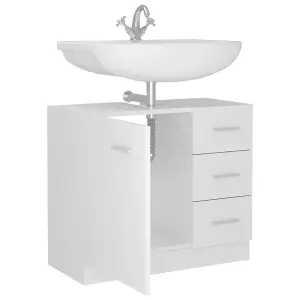 Berkfield Sink Cabinet High Gloss White 63x30x54 cm Engineered Wood