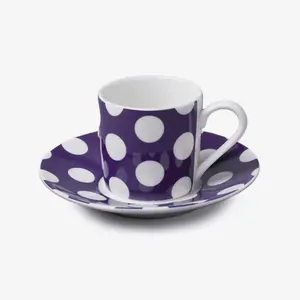 WM Bartleet & Sons Porcelain Spotty Espresso Cup & Saucer, Purple