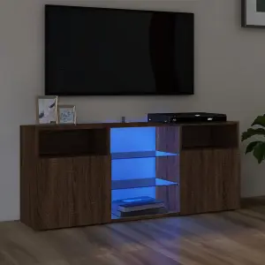 Berkfield TV Cabinet with LED Lights Brown Oak 120x30x50 cm