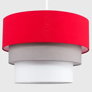 ValueLights Aztec 3 Tier Modern Red Fabric Ceiling Pendant Light Shade