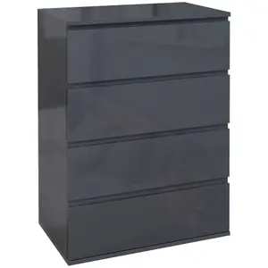 HOMCOM Bedroom Chest of Drawers, High Gloss 4 Drawers Dresser, Drawer Unit