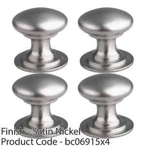 4 PACK - Victorian Tiered Door Knob - 50mm Satin Nickel Cabinet Pull Handle Round Rose