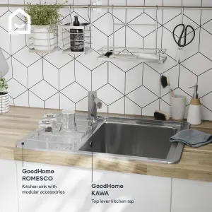 GoodHome Kawa Stainless steel effect Kitchen Top lever Tap