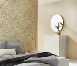 Glamourous Silk Design with and Satin Finish Wallpaper in Gold