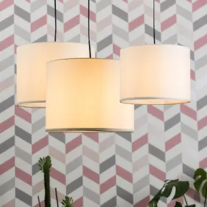 ValueLights Torbery 3 Pack Modern Cream Drum Pendant Ceiling Light Shades with Diffusers