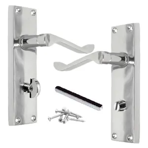 Door Handles Victorian Scroll Lever Bath Lock - Chrome 150 x 40mm