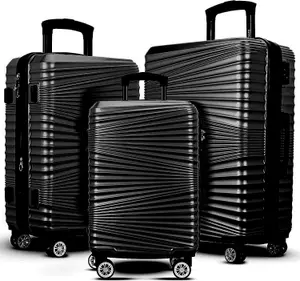 TOV Hard Case Luggage Shell PC+ABS Cabin Suitcase 4 Wheel Travel Bag Lightweight - Black