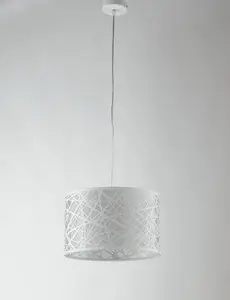 Luminosa BATIK Cylindrical Pendant Ceiling Light White 35x22cm