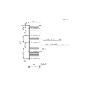 Rinse Bathrooms 400W Electric Thermostatic Heated Towel Rail Bathroom Radiators Straight with Timer - Anthracite - 800x300mm