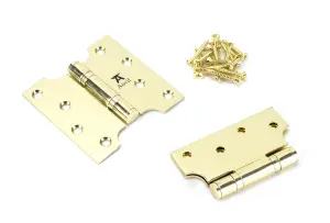 From The Anvil Polished Brass 4 Inch x 2 Inch x 4 Inch  Parliament Hinge (pair) ss