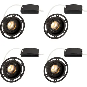 4 PACK Trimless Plaster-In Downlight - 50W GU10 Reflector LED - Matt Black