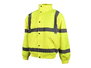 Scan Hi-Visibility Yellow Bomber Jacket Size L - Ultimate Safety Gear for Outdoor Use