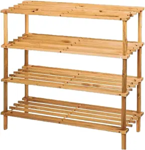 4 Tier Wooden Shoe Rack, Bench Storage Organizer Holder, Large Storage Capacity