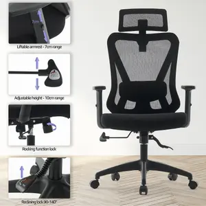 Office Chair Black Adjustable Ergonomic Essentials Gaming